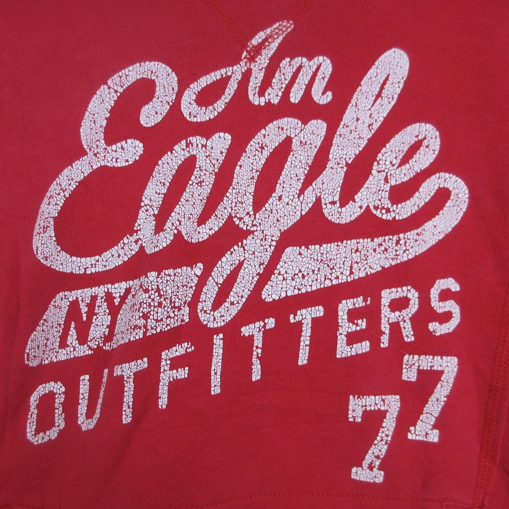 Y2K American Eagle Outfitters Hoodie Womens Small Red Graphic Pullover Logo 77 - Picture 3 of 8
